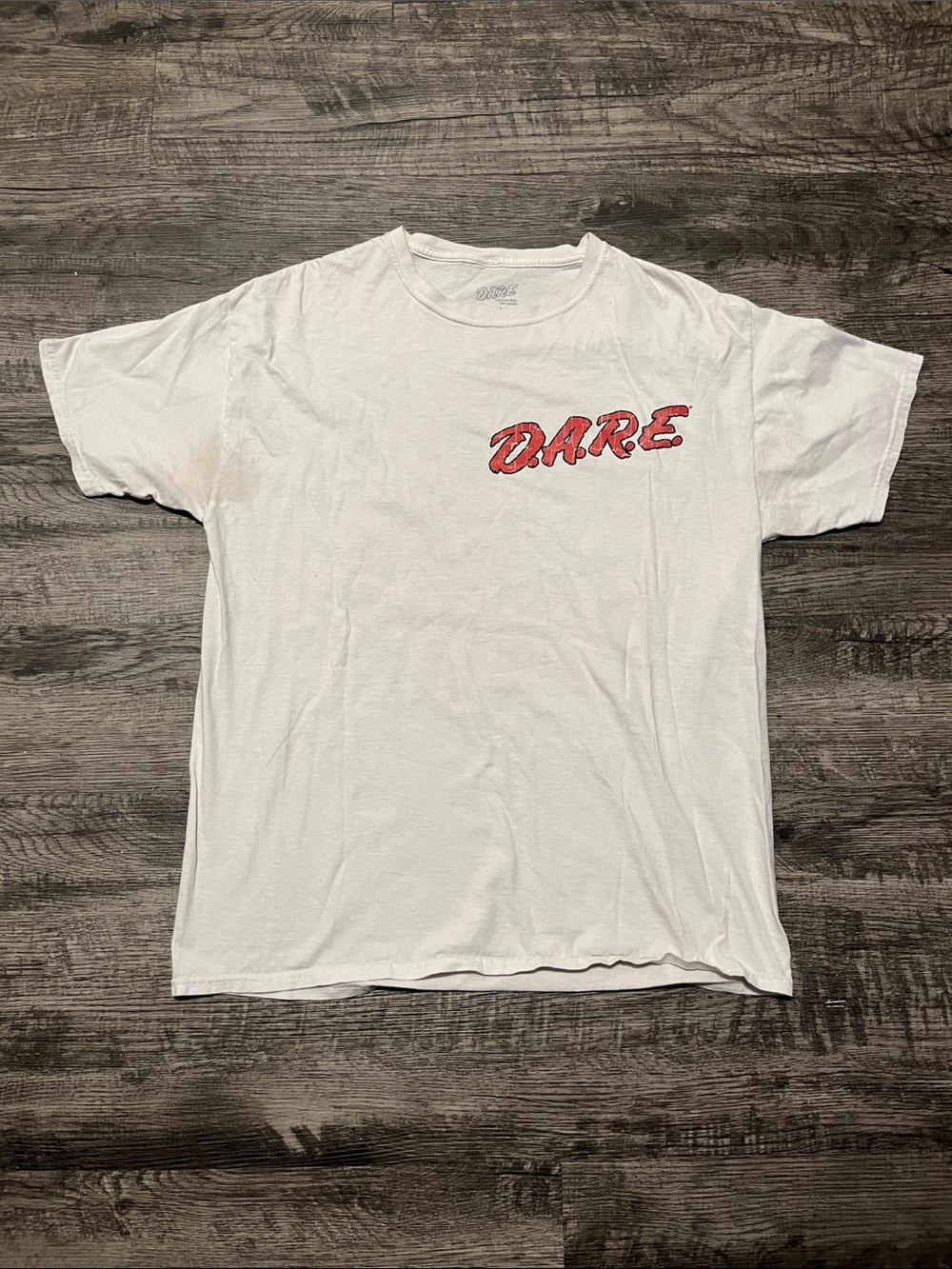 White D.A.R.E. Logo Crew Neck Tee for Men